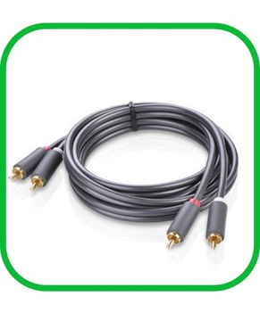 Kabel Przewód Audio Wtyk 2x RCA do 2xRCA Chinch STEREO 2M Pozłacany