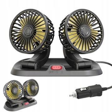 WIATRAK PODWÓJNY DO SAMOCHODU WENTYLATOR 5V USB