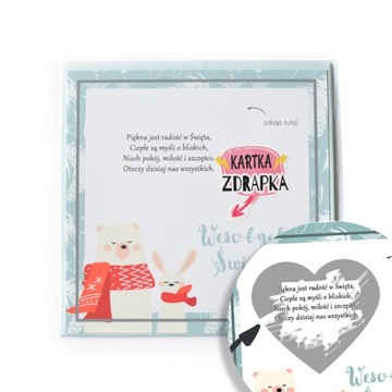 Miś z zajączkiem - kartka zdrapka życzenia
