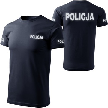 Granatowa Koszulka Policja T-shirt Odblaskowy HQ Flex
