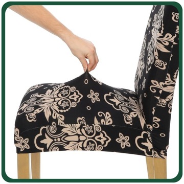 POKROWIEC NA KRZESŁO CZARNY WZORY ELASTYCZNY UNIWERSALNY POKROWCE