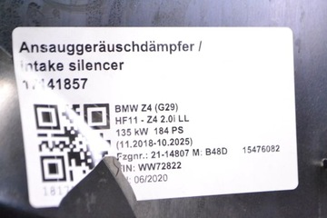 BMW Z4 G29 2019 POUZDRO FILTRU VZDUCHU