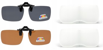 NAKŁADKI PRZECIWSŁONECZNE Z POLARYZACJA NA OKULARY 2 SZT. ZESTAW UV400 ETUI