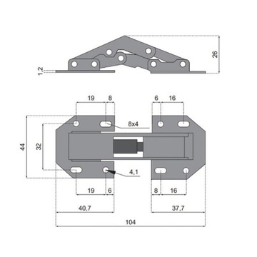 4x ZAWIAS MEBLOWY BEZPUSZKOWY DUŻY ZAWIAS NAKŁADANY ZAWIAS TŁOCZKOWY