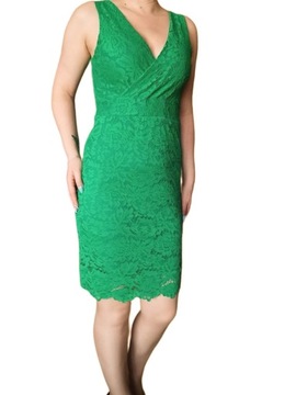 elegancka suknia koronkowa ołówkowa WŁOSKA zielona
