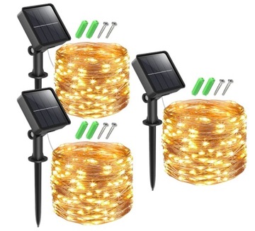 lampki solarne led drucik zestaw b.ciepły 3x12m
