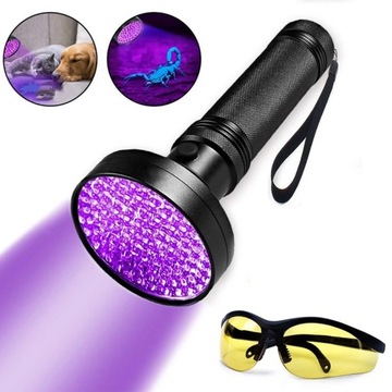 Latarka UV 100 LED 395nm Bursztyn -NAJMOCNIEJSZY