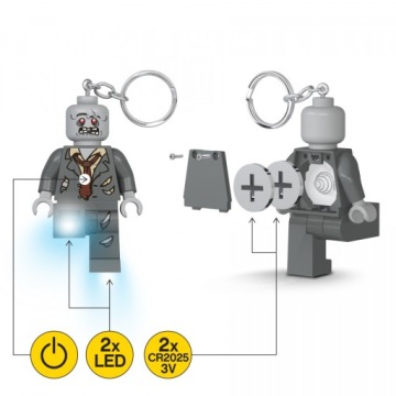 Брелок LEGO со светодиодной подсветкой «Зомби» и факелом Zombie HELLOWEEN + СУМКА