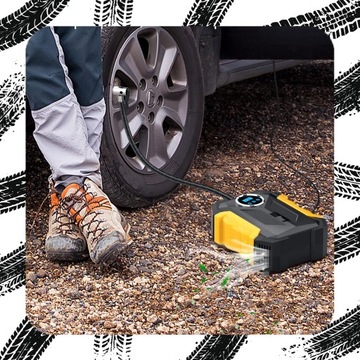 KOMPRESOR SAMOCHODOWY Pompka Elektryczna Sprężarka do Kół 12V LED LCD