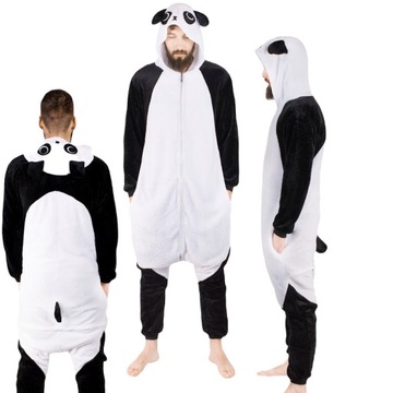 NOWOŚĆ miękka PIŻAMA męska CIEPŁA onesie JEDNOCZĘŚCIOWA dres kostium PANDA