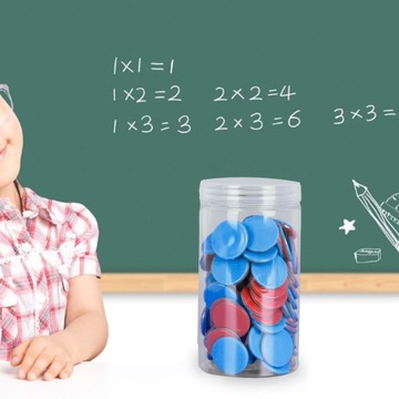 100 маркеров для подсчета дисков, обучающие счетчики для игровой вечеринки, красный, синий