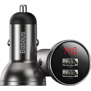 BASEUS ŁADOWARKA SAMOCHODOWA ZASILACZ DO TELEFONU 2X USB 24W LED 4.8A
