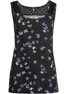 GA38 BLUZKA DAMSKA TOP LETNIA BONPRIX W MOTYLE 32 CZARNA