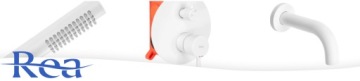 Смеситель для ванны LUNGO WHITE скрытый + BOX REA