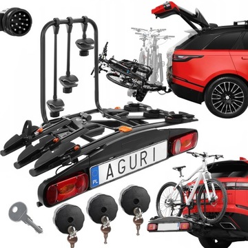 Uchwyt rowerowy na hak Aguri Active Bike 3 czarny na 3 rowery