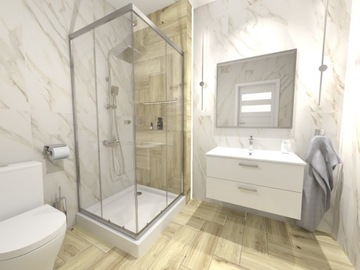 KABINA PRYSZNICOWA Z BRODZIKIEM CHROM DRZWI PRZESUWNE 90x80