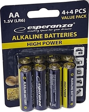 8x Baterie alkaliczne R6 LR6 LR06 AA 1,5V Paluszki