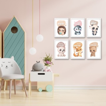 НАБОР КАРТИН ДЛЯ ДЕТСКОЙ КОМНАТЫ, 6X ПОСТЕРЫ А4
