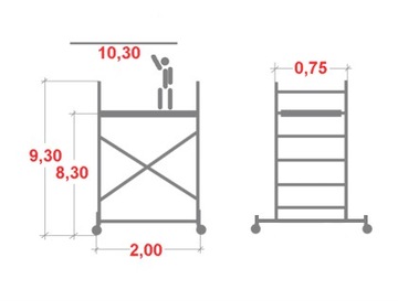 Rusztowanie aluminiowe jezdne Krause ProTec 10,3m