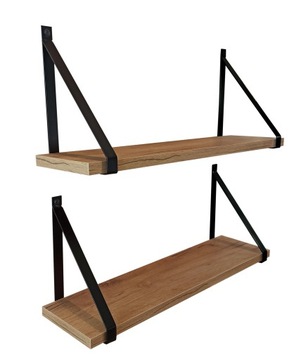 PÓŁKA ŚCIENNA WISZĄCA TYPU LOFT GINO - INDUSTRIALNA 55 CM DĄB CRAFT ZŁOTY
