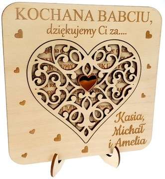 Prezent Dla BABCI i DZIADKA Personalizowana Pamiątka z Podstawką + Koperta
