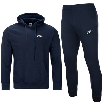 Nike granatowy męski komplet dresowy sportowy bluza spodnie regular fit M