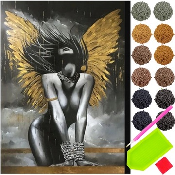 Mozaika Diamentowa KOBIETA ANIOŁ Haft Diamentowy DIAMOND PAINTING 30x40 5D