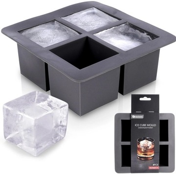 Forma do Kostek Lodu Sorbetu Lodów 15,5x15,5x6 cm Kostkarka na 4 Kostki XL