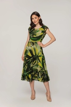 Sukienka BIALCON B4-62600 plisowana, zielona.