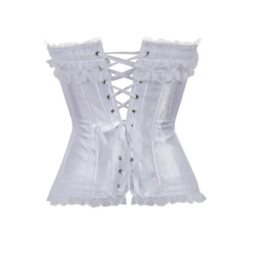 Satin Lace up Bow Trim Overbust Corset Top for Wom