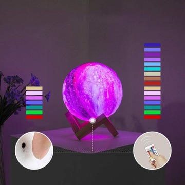 3D ЛУНА СВЕТИЛЬНИК, RGB-16 ЦВЕТОВ, С РЕГУЛИРОВКОЙ РЕГУЛИРОВКИ, СО ПОДСТАВКОЙ