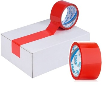 Taśma klejąca pakowa kolorowa SMART czerwona akryl 48mm/50y