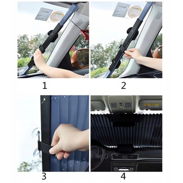 WYSUWANA OSŁONA PRZECIWSŁONECZNA 65X140 CM NA PRZEDNIĄ SZYBĘ SAMOCHODU