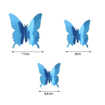3D синие зеркальные наклейки на стену с бабочками