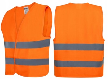 KAMIZELKA OCHRONNA OSTRZEGAWCZA ODBLASKOWA BHP POMARAŃCZ ROZM. M