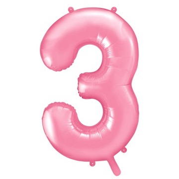 BALON FOLIOWY RÓŻOWY 3 CYFRA NUMER 86CM NA HEL