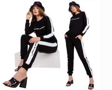 Komplet DAMSKI dresy HAFT 2-cz F670 czarny L/XL