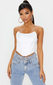 Z0F006 Prettylittlething PLT BIAŁY GORSET TOP FISZBINY S S Domyślna pfd