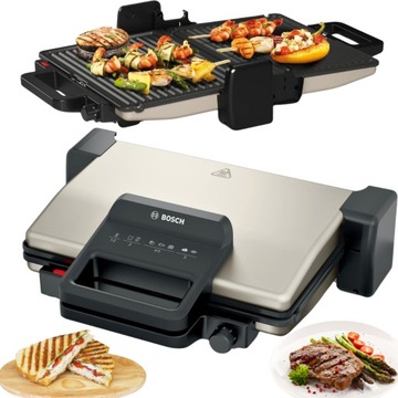 GRILL ELEKTRTCZNY ROZKŁADANY BOSCH GRILL PANINI 2000W CERAMICZNY TCG 3302
