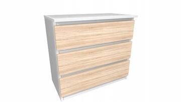 Komoda biała, dąb sonoma front 60x45 cm 3 szuflady