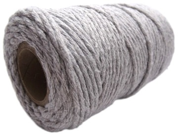 Sznurek Bawełniany Skręcany do Makramy SZARY 60m 2mm