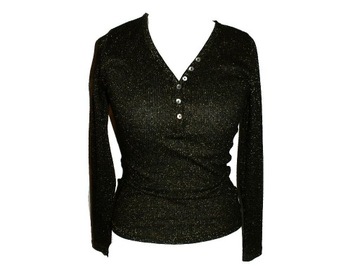 Next złota lurex koszulka damska longsleeve basic S 36