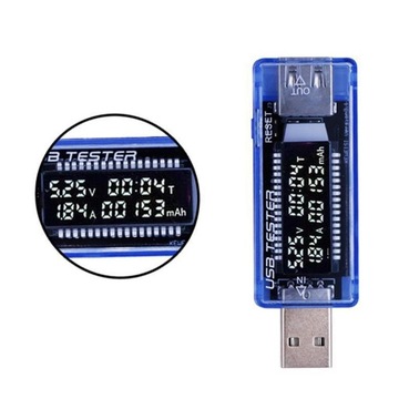 Cyfrowy miernik mocy USB Multimetr prądu i wieku 3 w 1 Niebieski