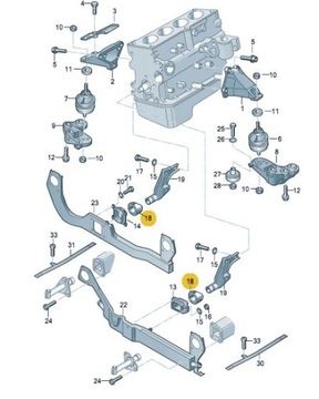 AUDI A4 B6 B7 ULOŽENÍ DORAZ GUMOVÉ MOTORU TDI