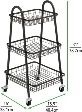 Кухонная тележка для ванной комнаты на колесах, черный металл