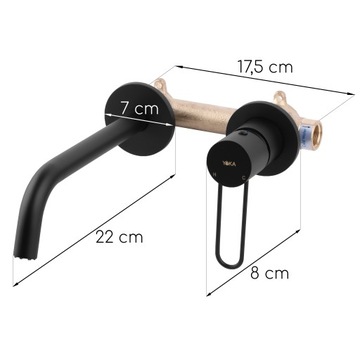 Bateria umywalkowa podtynkowa czarna kran do umywalki podtynkowy loft YOKA