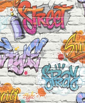 Tapeta GRAFFITI CEGŁY MŁODZIEŻOWA DLA MŁODZIEŻY