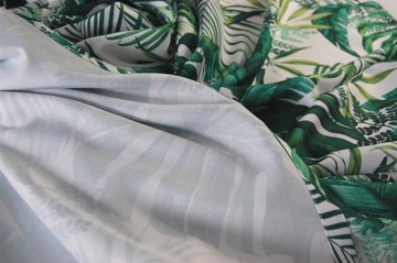 Zasłona oxford LIŚĆ PALMY MONSTERA zieleńdługa1szt
