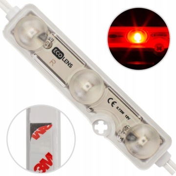 Moduł 3x LED SMD 0,72W czerwony 12V ECO LENS IP 68