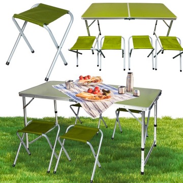 СТОЛ САДОВАЯ МЕБЕЛЬ ТУРИСТИЧЕСКИЙ СКЛАДНОЙ СТОЛ + 4 СТУЛА БОЛЬШОЙ КОМПЛЕКТ 10В1